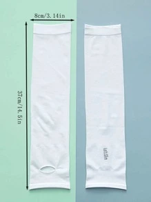 Sun Protective Anti UV 2pcs Letter Graphic Sun Protection Arm Sleeve - White - View 3