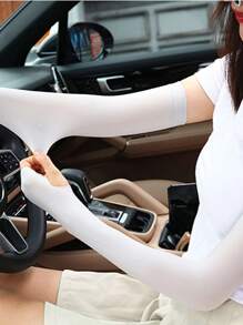 Sun Protective Anti UV 2pcs Letter Graphic Sun Protection Arm Sleeve - White - View 4