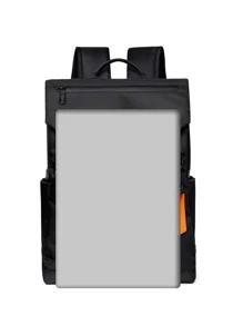 防水筆記本電腦時尚黑色商業USB充電後背包