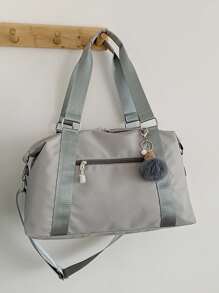 防水轻便大容量尼龙旅行包，适用于商务、健身、瑜伽、舞蹈、户外露营、游泳和海滩，返校旅行健身包，露营巡航必需品，徒步旅行，返校夏季包，学校配件，学校用品 - 灰色 - 查看 1