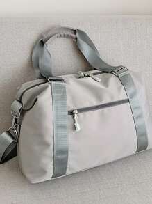 防水轻便大容量尼龙旅行包，适用于商务、健身、瑜伽、舞蹈、户外露营、游泳和海滩，返校旅行健身包，露营巡航必需品，徒步旅行，返校夏季包，学校配件，学校用品 - 灰色 - 查看 2