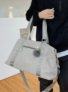 防水轻便大容量尼龙旅行包，适用于商务、健身、瑜伽、舞蹈、户外露营、游泳和海滩，返校旅行健身包，露营巡航必需品，徒步旅行，返校夏季包，学校配件，学校用品 - 灰色 - 查看 5