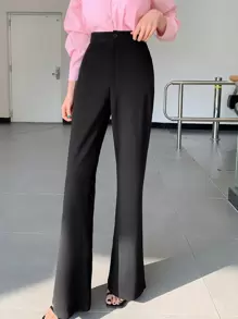 DAZY High Waist Flare Leg Trousers - Black - View 1