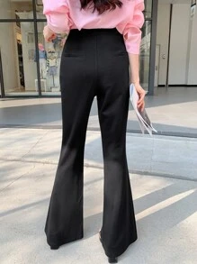 DAZY High Waist Flare Leg Trousers - Black - View 2