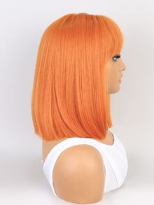短直筒波波頭人造假髮帶劉海 - 橘色 - 查看 3