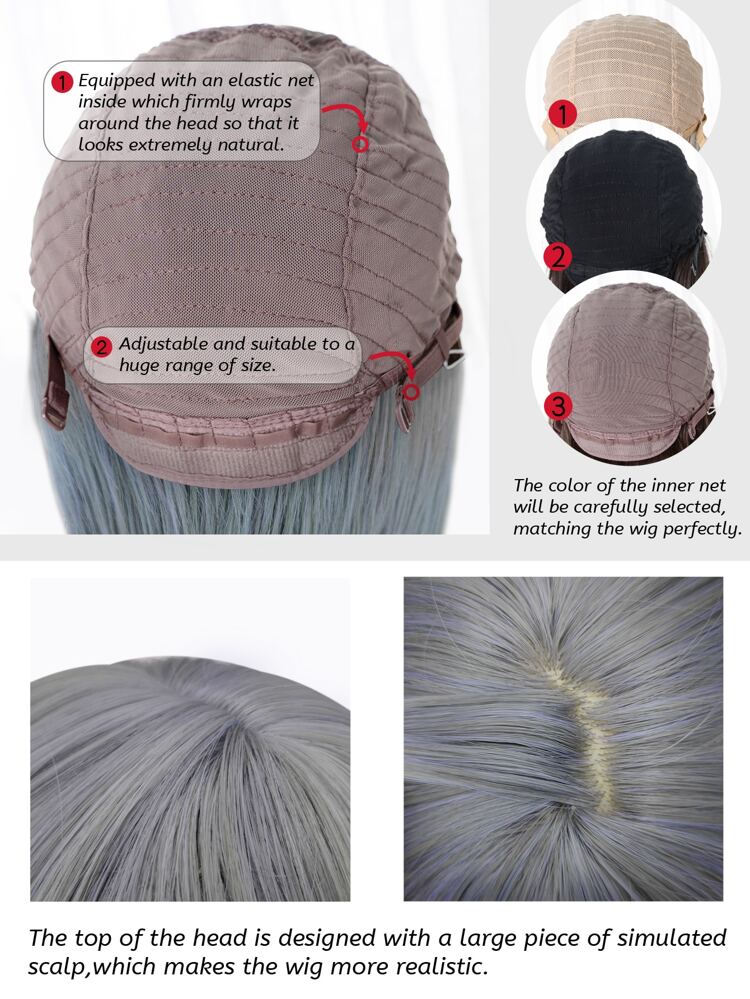 alicegarden Short Straight Synthetic Wig With Bangs