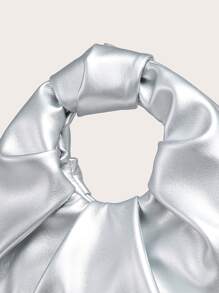 女士云褶手提包，纯色，结饰时尚，适合外出。 - 銀色 - 查看 3