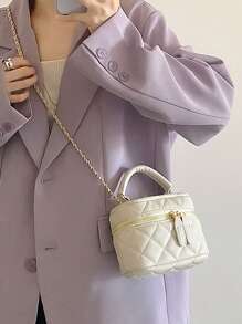 MIYIN Diamond Chain Crossbody Bag Mini Bag, Versatile - Beige - View 4