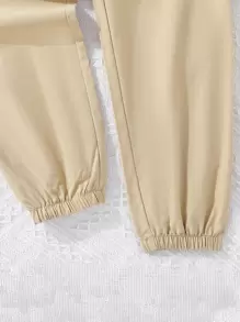 SHEIN Tween Girl Letter Tricou grafic și pantaloni cu buzunare cu clapă - Multicolor - Vizualizare 4