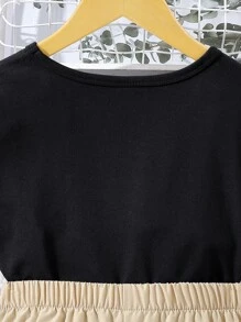 SHEIN Tween Girl Letter Tricou grafic și pantaloni cu buzunare cu clapă - Multicolor - Vizualizare 6