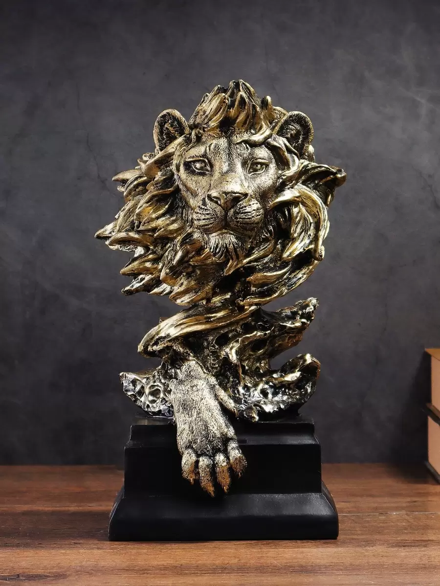 1入組合成樹脂裝飾用品創意獅子設計裝飾物件 - 金色 - 查看 1