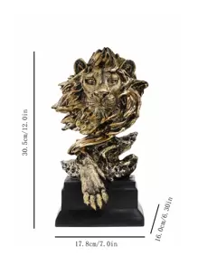 1入組合成樹脂裝飾用品創意獅子設計裝飾物件 - 金色 - 查看 4