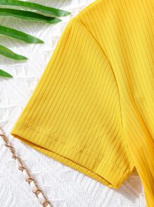 Girls Rainbow & Letter Graphic Tee & Block Striped Belted Trousers - Multicolor - View 6