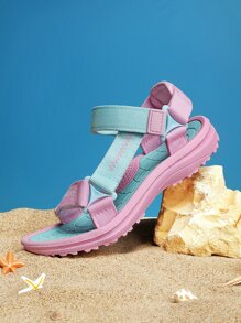 女孩字母織帶裝飾魔術貼運動運動戶外織物涼鞋 - 彩色 - 查看 7