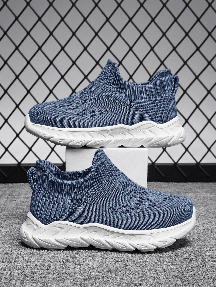 男孩透氣一腳蹬運動戶外織物襪型運動鞋