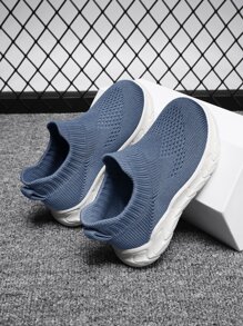 男孩透氣一腳蹬運動戶外織物襪型運動鞋