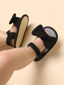 Bebé Sandalias con bordado floral con diseño de lazo tira tobillera preppy negro de tela - Negro - Ver 6