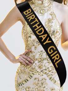 1pc Birthday Party Decor Shoulder Strap, Ribbon, Party Shoulder Strap - Multicolor - View 1