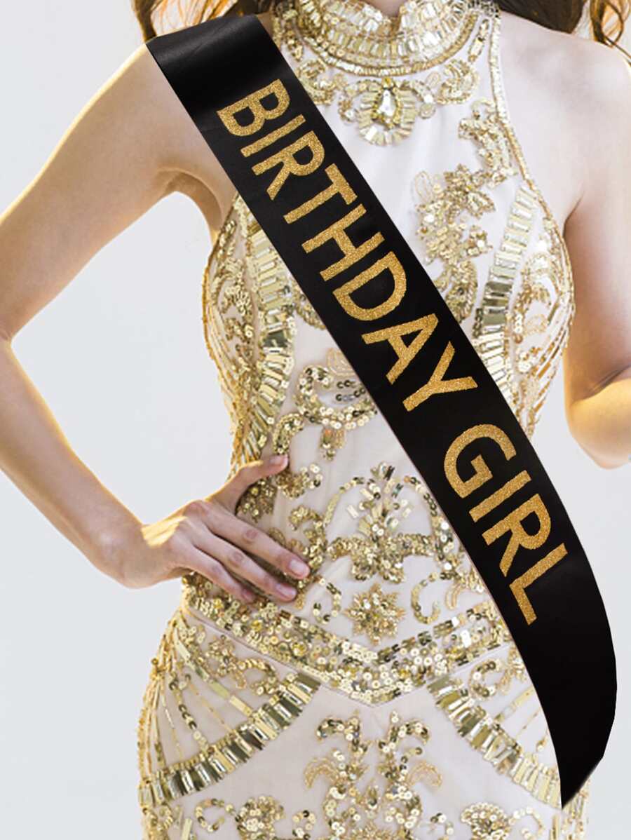 1pc Birthday Party Decor Shoulder Strap, Ribbon, Party Shoulder Strap - Multicolor - View 1