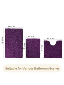 1入組紫色浴室墊浴用極簡主義滌綸防滑浴室墊 - 紫色 - 查看 5
