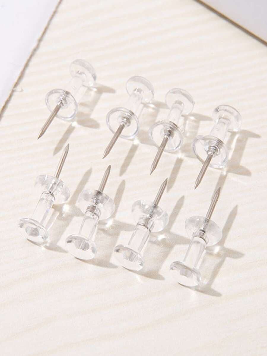100入組/盒透明圖釘學校辦公室簡單多用途圖釘 - 無色 - 查看 1