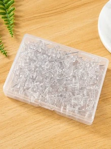 100入組/盒透明圖釘學校辦公室簡單多用途圖釘 - 無色 - 查看 2