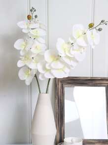 1 cành hoa lan bướm nhân tạo 35,82 inch, hoa phalaenopsis trắng cổ điển, thích hợp cho tiệc cưới/trang trí nhà cửa/trang trí ngày lễ - trắng - Xem 9