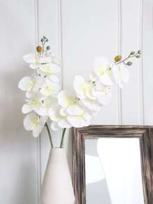 1 cành hoa lan bướm nhân tạo 35,82 inch, hoa phalaenopsis trắng cổ điển, thích hợp cho tiệc cưới/trang trí nhà cửa/trang trí ngày lễ - trắng - Xem 2