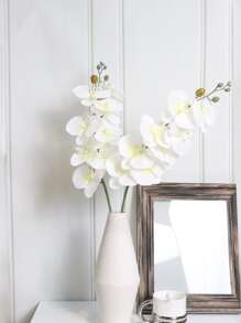 1 cành hoa lan bướm nhân tạo 35,82 inch, hoa phalaenopsis trắng cổ điển, thích hợp cho tiệc cưới/trang trí nhà cửa/trang trí ngày lễ - trắng - Xem 7