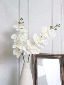 1 cành hoa lan bướm nhân tạo 35,82 inch, hoa phalaenopsis trắng cổ điển, thích hợp cho tiệc cưới/trang trí nhà cửa/trang trí ngày lễ - trắng - Xem 8