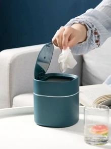 1pc Thùng rác PP, Thùng rác màu xanh hiện đại cho gia đình - Màu xanh lam - Xem 2