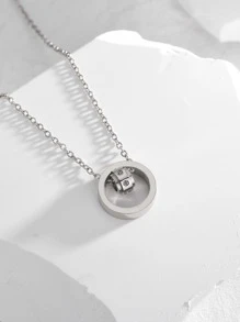 rhinestone chi tiết vòng tròn vòng cổ quyến rũ - Bạc - Xem 2