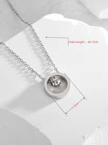 rhinestone chi tiết vòng tròn vòng cổ quyến rũ - Bạc - Xem 3