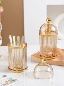 4 件套 PMMA 餐勺带收纳盒，创意勺子适用于厨房餐桌圣诞礼物 - 咖啡棕 - 查看 3