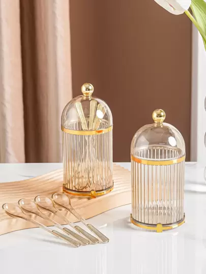 4 件套 PMMA 餐勺带收纳盒，创意勺子适用于厨房餐桌圣诞礼物