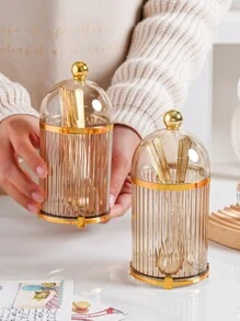 4 件套 PMMA 餐勺带收纳盒，创意勺子适用于厨房餐桌圣诞礼物 - 咖啡棕 - 查看 6