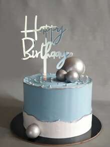 10pcs Silver Acrylic Birthday Cake Dessert Baking Decor Picks - Silver - View 2