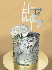 10pcs Silver Acrylic Birthday Cake Dessert Baking Decor Picks - Silver - View 3