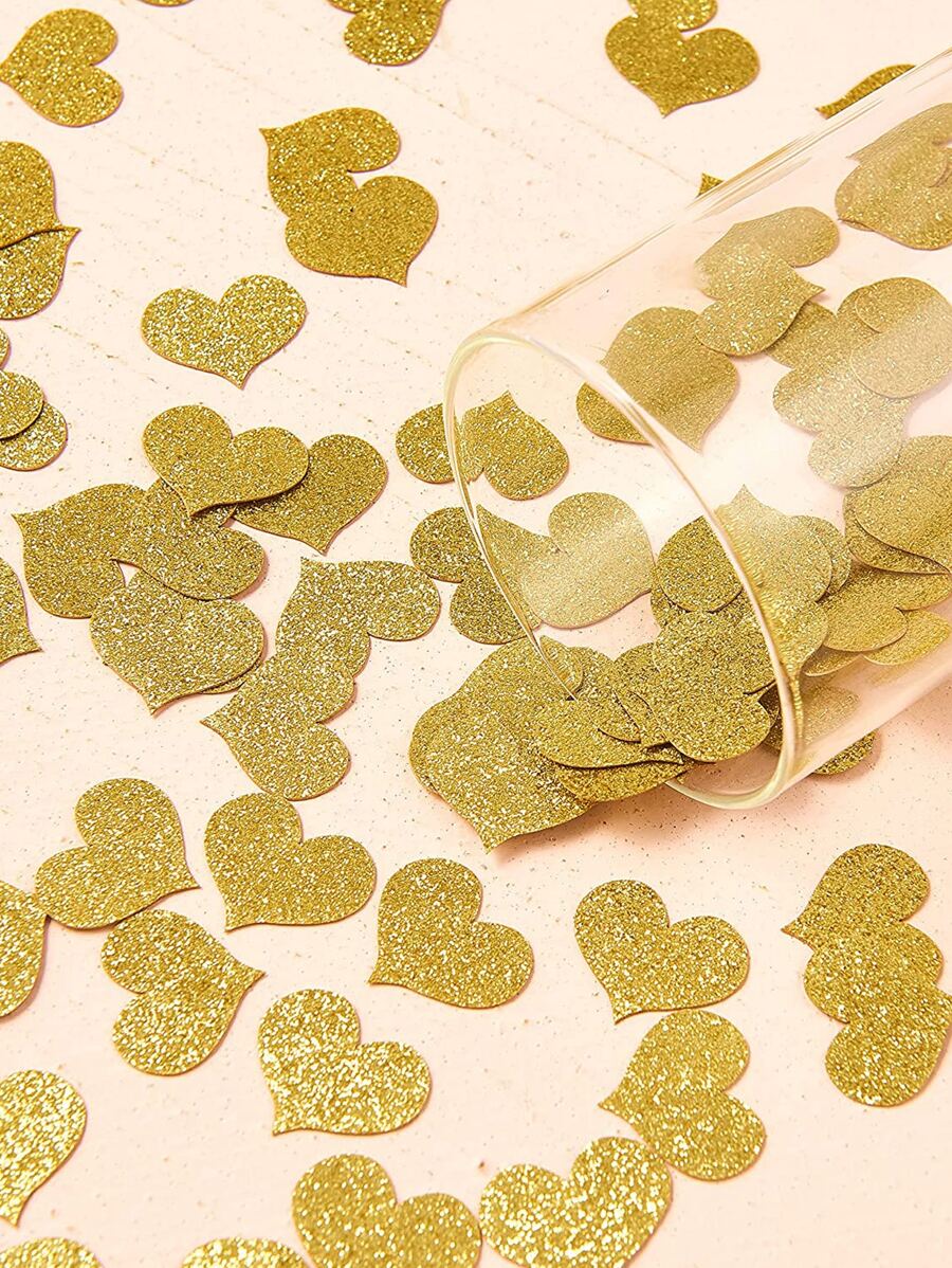 100pcs Paper Throwing Confetti, Modern Heart Shaped Throwing Confetti For Home, Party,Christmas - Gold - View 1