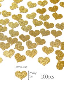 100pcs Paper Throwing Confetti, Modern Heart Shaped Throwing Confetti For Home, Party,Christmas - Gold - View 3