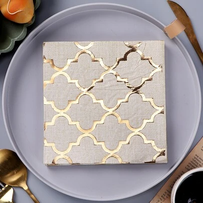 Set de 20 servilletas de papel desechables, servilletas de papel para cena con patrón geométrico moderno para fiestas, vuelta al colegio, Día de San Valentín