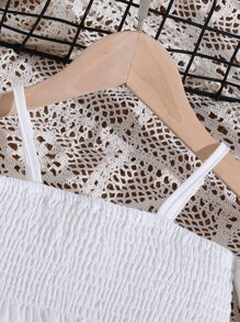 SHEIN 小女童挖肩上衣和蕾絲覆蓋短褲