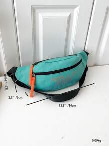 字母圖案腰包帶拉鍊輕便尼龍時尚