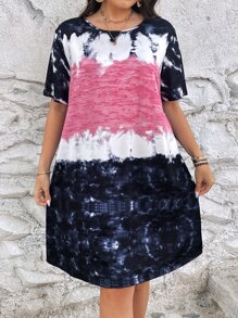 SHEIN LUNE Vestido estilo camiseta de tie dye - Multicolor - Ver 5