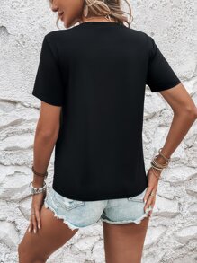 SHEIN LUNE 卡通圖案T恤 - 黑色 - 查看 2