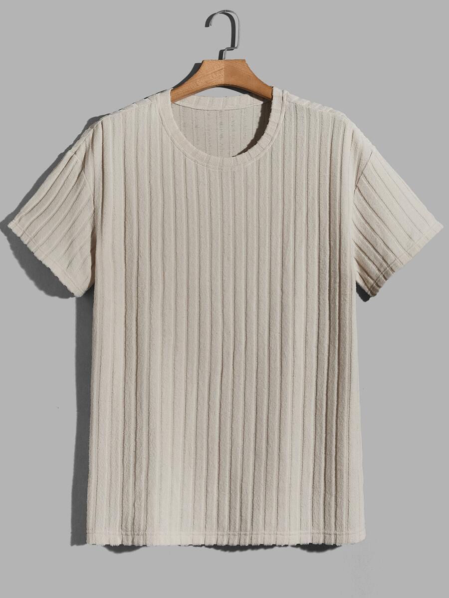 Manfinity Homme Áo thun & Áo lót Nam Gân đan màu trơn Giải trí - Màu Khaki - Xem 1