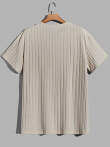 Manfinity Homme Áo thun & Áo lót Nam Gân đan màu trơn Giải trí - Màu Khaki - Xem 2