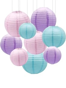 9pcs Paper Lantern, Modern Mixed Color Paper Lantern For Party - Multicolor - View 1