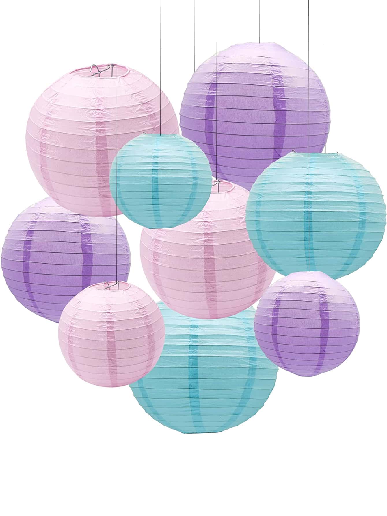 9pcs Paper Lantern, Modern Mixed Color Paper Lantern For Party - Multicolor - View 1