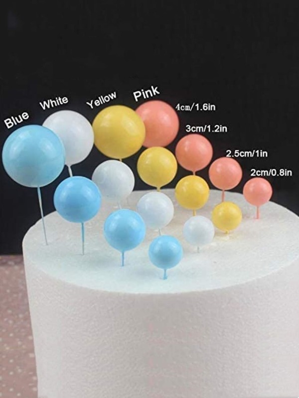 16pcs Plastic Cake Topper, Modern Mixed Color Ball Shaped Cake Top Decoration For Party SHEIN USA